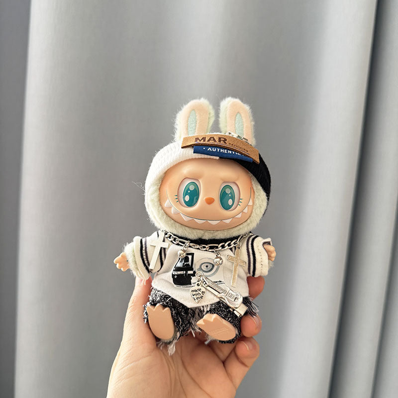 [Clothes only] First and second generation keychain Labubu clothes pendant Labubu baby clothes gray-tone aesthetic five-piece set cute