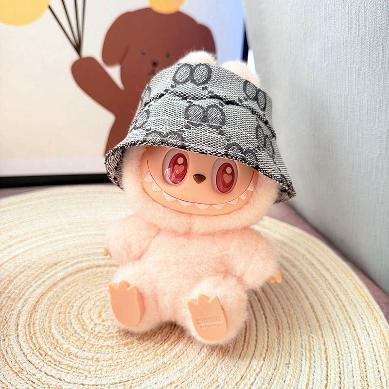 [Clothes only] First and second generation Labubu clothes pendant Labubu sitting baby clothes 8-character plaid overalls set