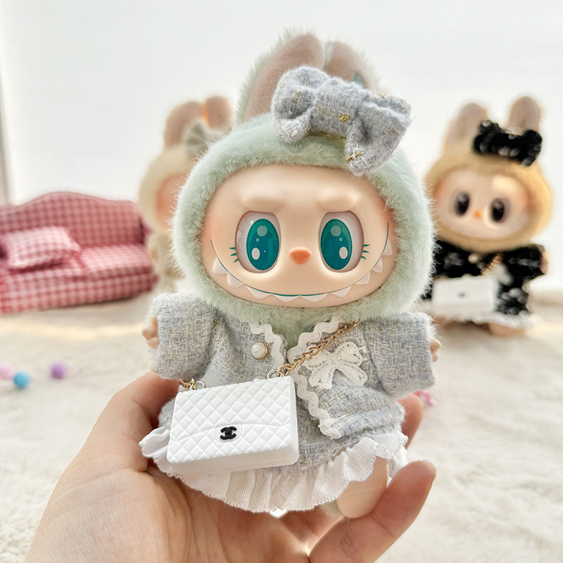 [Clothes only] First and second generation keychain Labubu clothes pendant Labubu baby clothes classic small fragrant skirt set