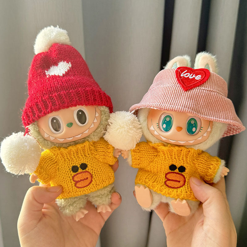 [Clothes only] First and second generation keychain Labubu clothes pendant Labubu sitting party yellow duck love hat