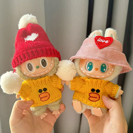 [Clothes only] First and second generation keychain Labubu clothes pendant Labubu sitting party yellow duck love hat