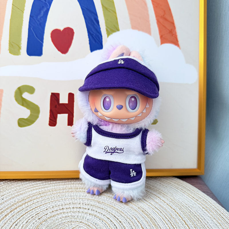 The first, second and third generation Labubu clothes pendant Labubu sitting party baby clothes peaked cap LA sports suit trend