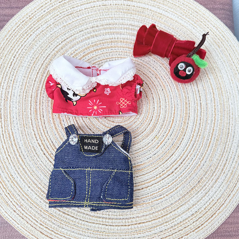 [Clothes only] One, two and three generations Labubu clothes pendant Labubu sitting baby clothes calf denim strap set