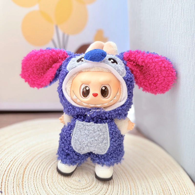 [Clothes only] One, two and three generations Labubu clothes pendant Labubu sitting baby clothes Stitch suit is cute.