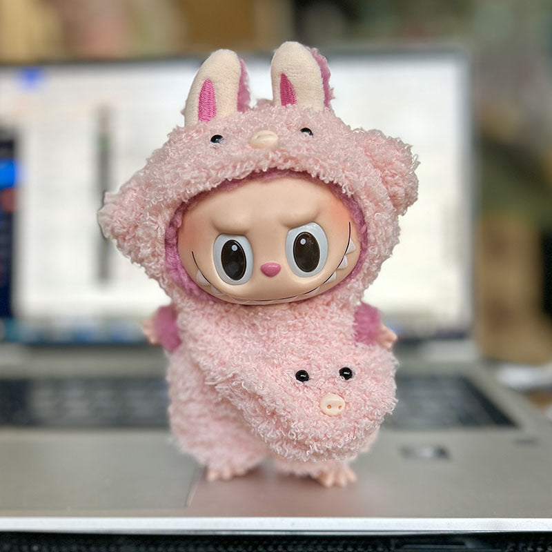 [Clothes only] 17cm pendant Labubu cloth for candy skirt + hairpin Labubu keychain baby clothes are cute and cute.