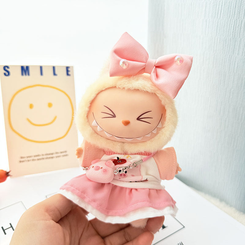 [Clothes only] 17cm Labubuwa clothes LABUBU blind box sitting party one, two, three generations of gold and purple joy clothes