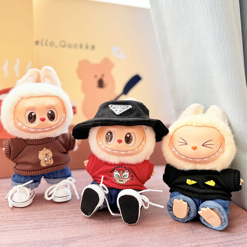 [Clothes only] First and second generation keychain Labubu clothes pendant Labubu baby clothes night cat little detective sweater cool