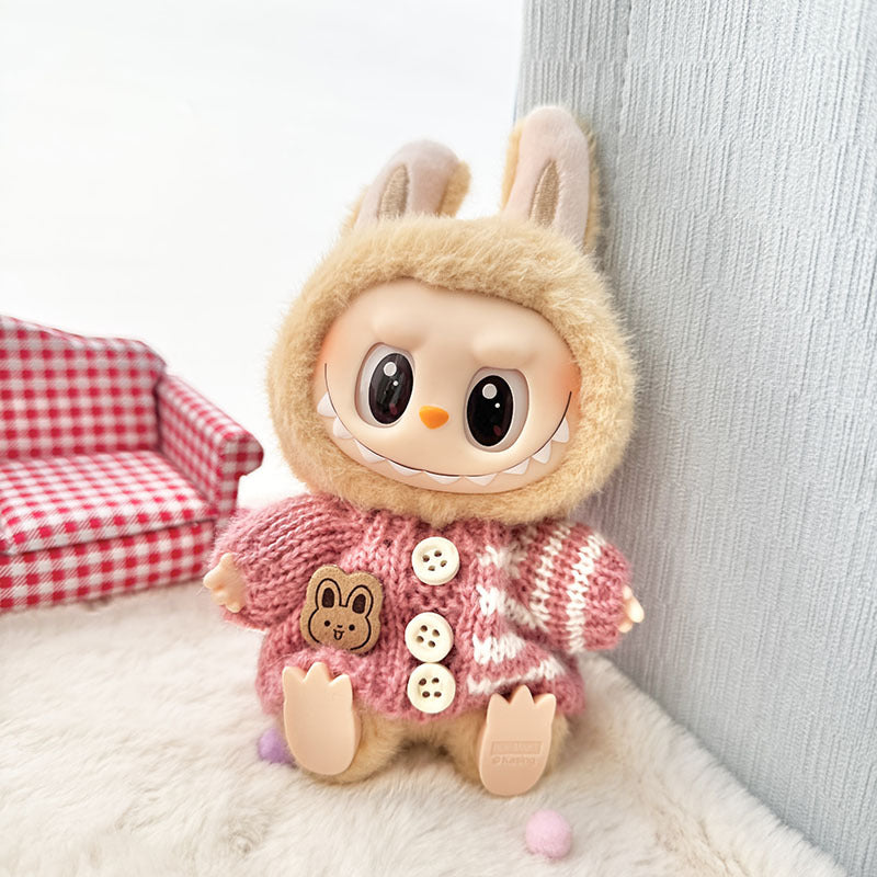 [Clothes only] First and second generation Labubu clothes pendant Labubu sitting party baby clothes wooden button sweater camera clothes