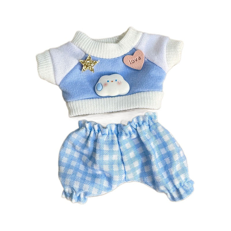 [Clothes only] 17cm pendant, rabub clothes, star rabbit sweater set, keychain labubu doll clothes.