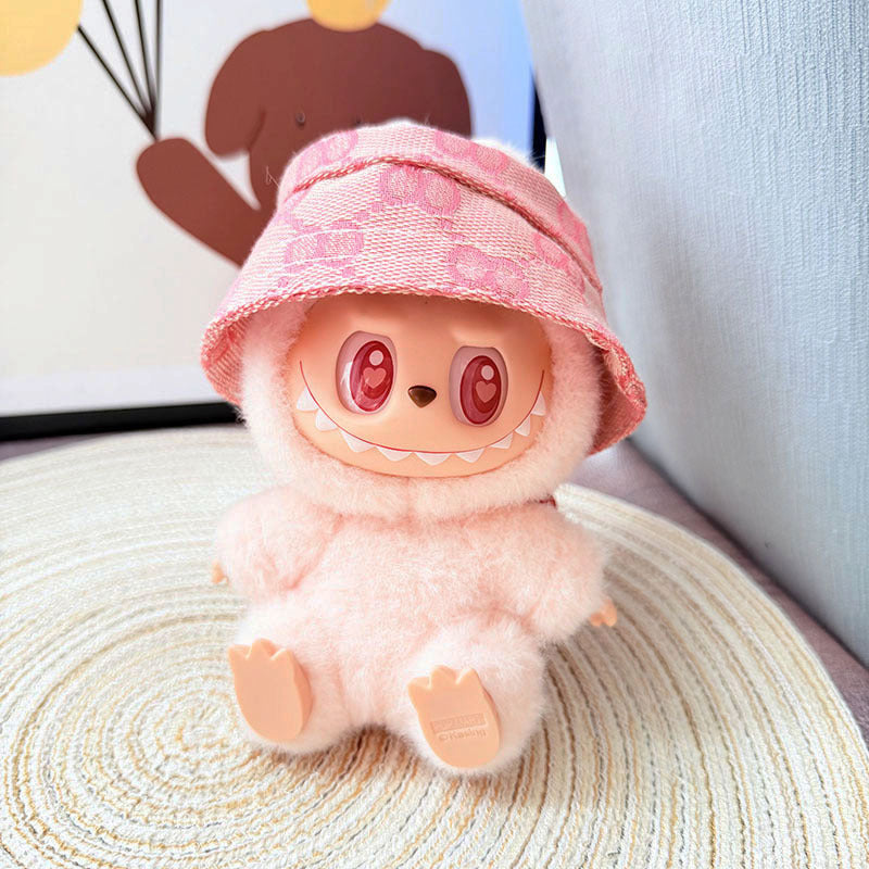 [Clothes only] First and second generation Labubu clothes pendant Labubu sitting baby clothes 8-character plaid overalls set