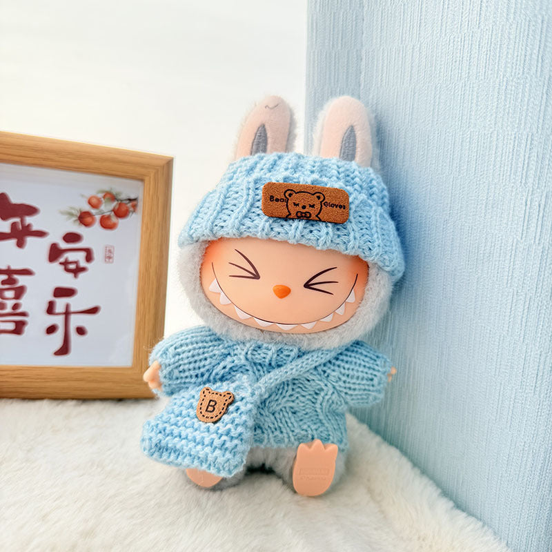 [Clothes only] One, two and three generations of keychains Labubu clothes pendant Labubu baby clothes knitted sweater hat set
