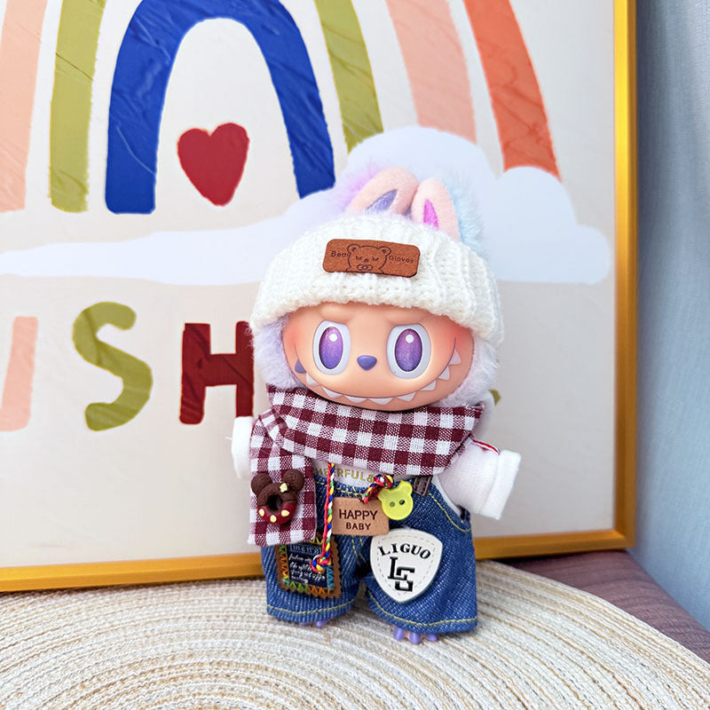 [Clothes only] One, two and three generations of Labubu clothes pendant Labubu cloth for sitting baby clothes happy pizza set