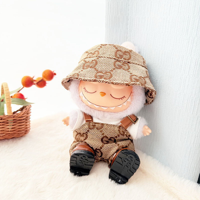 [Clothes only] First and second generation keychain Labubu clothes pendant Labubu baby clothes inverted triangle overalls hat