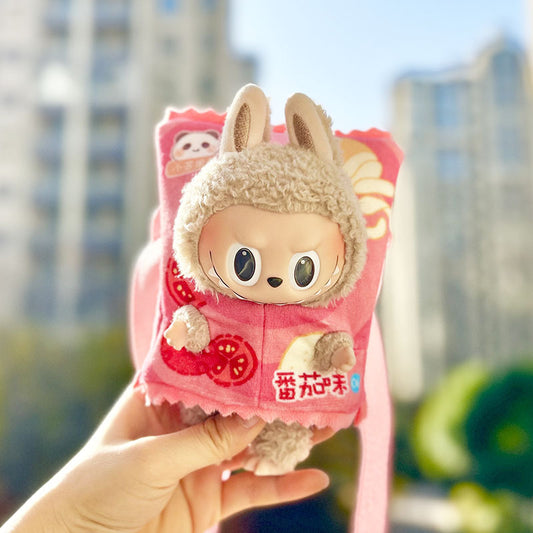 15Cm pendant labubu blind box macaron rabub potato chips outer bag keychain doll clothes