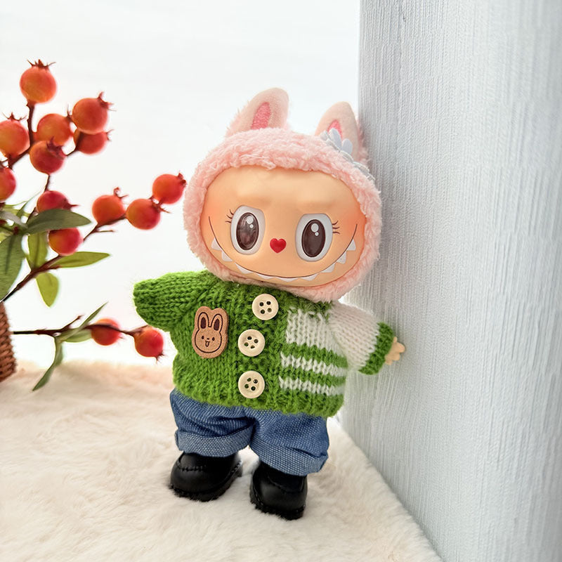[Clothes only] First and second generation keychain Labubu clothes pendant Rab cloth button sweater jeans set cute