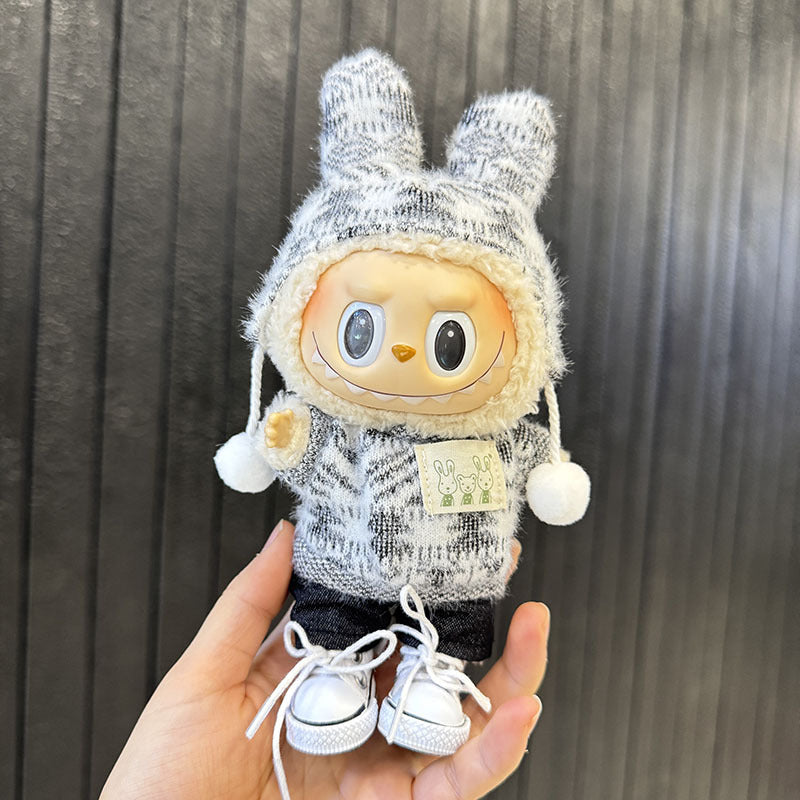 [Clothes only] First and second generation keychain Labubu clothes pendant Labubu sitting party jacquard two-piece set