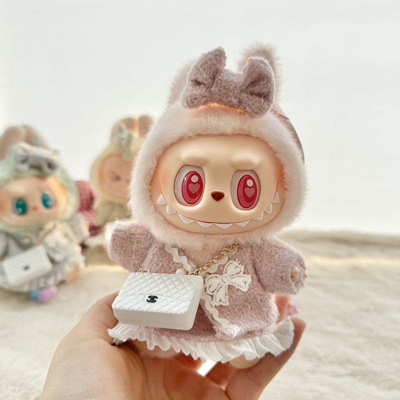 [Clothes only] First and second generation keychain Labubu clothes pendant Labubu baby clothes classic small fragrant skirt set