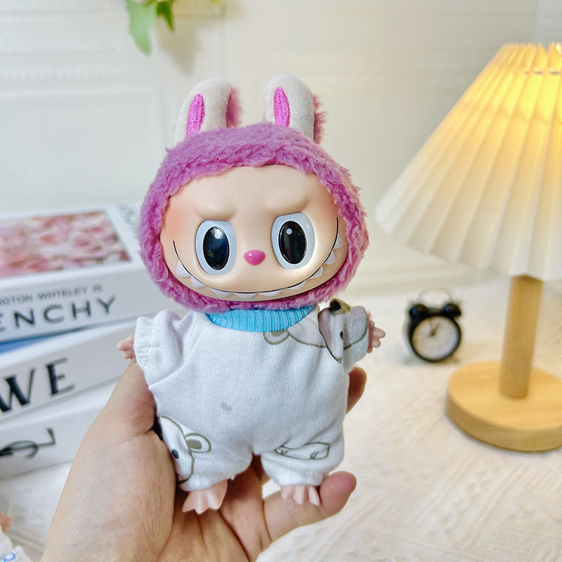 [Clothes only] 17cm pendant rabub clothes red nose bib bear set labubu doll clothes cute