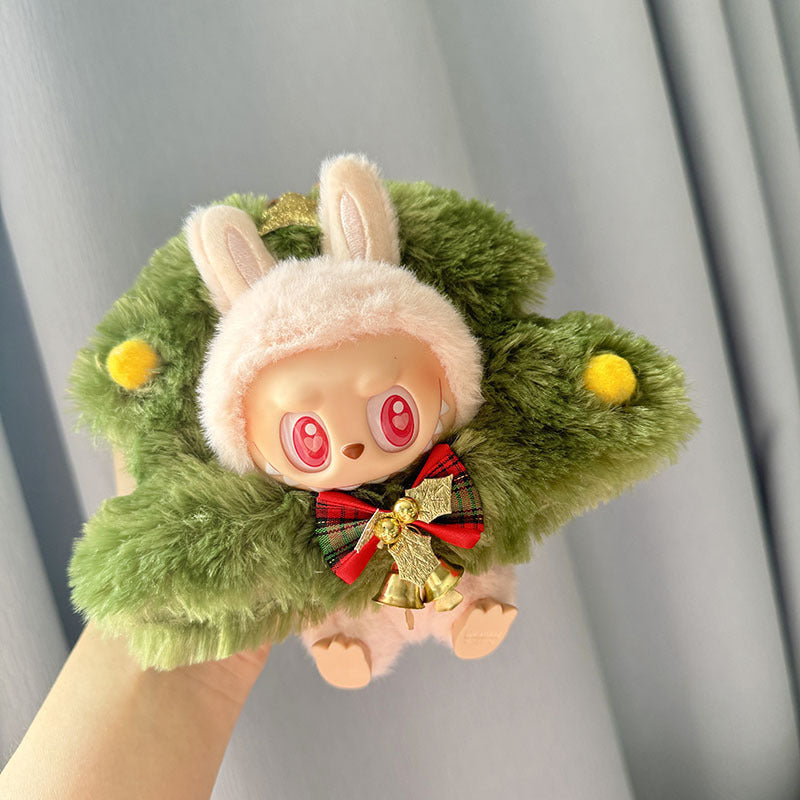 Clothes only] One, two and three generations Labubu clothes pendant Labubu sitting party baby clothes Christmas tree apple hood