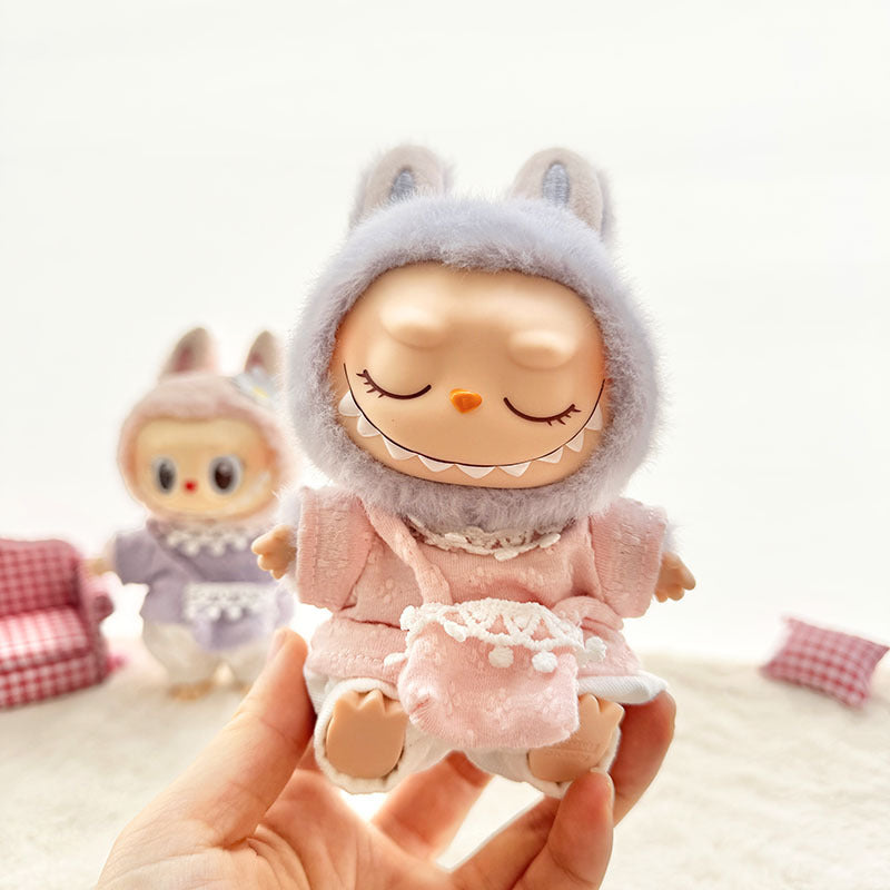 [Clothes only] First and second generation Labubu clothes pendant Labubu sitting party baby clothes four-petal flower three-piece set cute