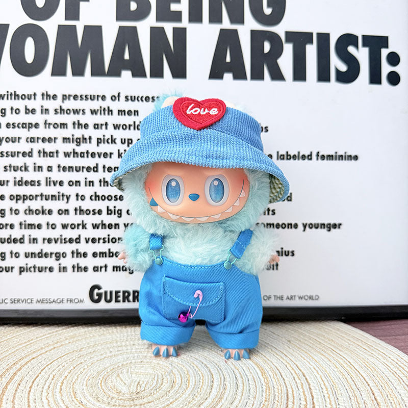 [Clothes only] First and second generation Labubu clothes pendant Labubu sitting baby clothes little craftsman overalls set