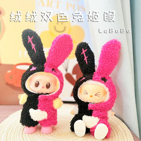 [Clothes only] One, two and three generations Labubu clothes pendant Labubu sitting baby clothes fluffy two-color rabbit Ji clothes cute