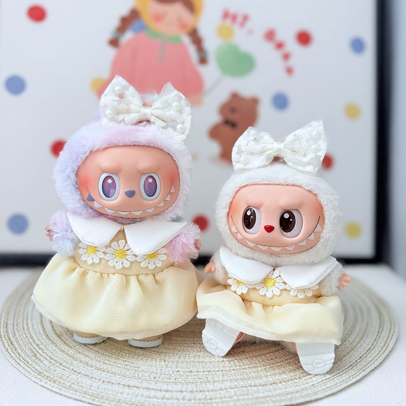 The first, second and third generation Labubu clothes pendant Labubu sitting baby clothes soft light daisy skirt suit women