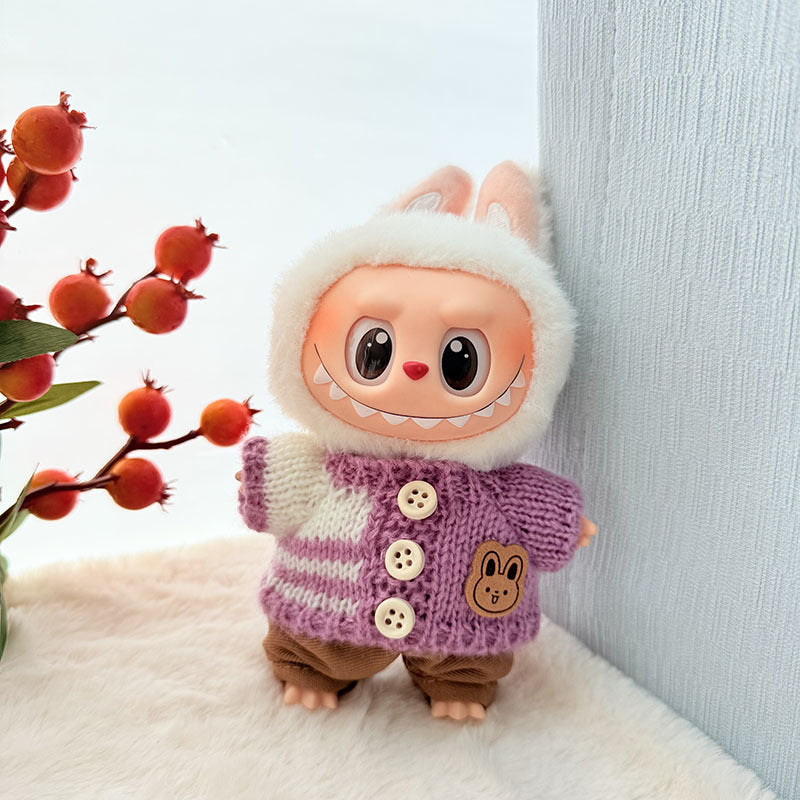 [Clothes only] First and second generation keychain Labubu clothes pendant Rab cloth button sweater jeans set cute