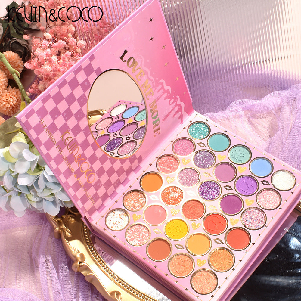 KEVIN & COCO72 color eyeshadow disc, bead matte three-layer folding model, earth color highlight-trimming multi-purpose disc