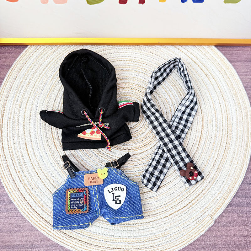 [Clothes only] One, two and three generations of Labubu clothes pendant Labubu cloth for sitting baby clothes happy pizza set
