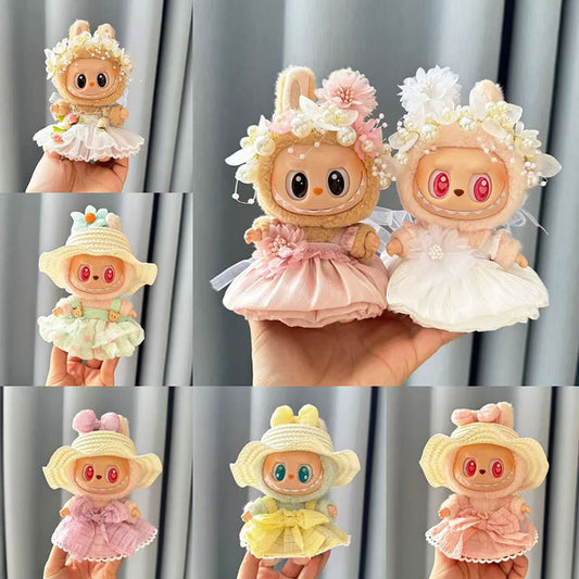 [Clothes only] First and second generation keychain Labubu clothes pendant Labubu baby clothes dress pearl hair accessories