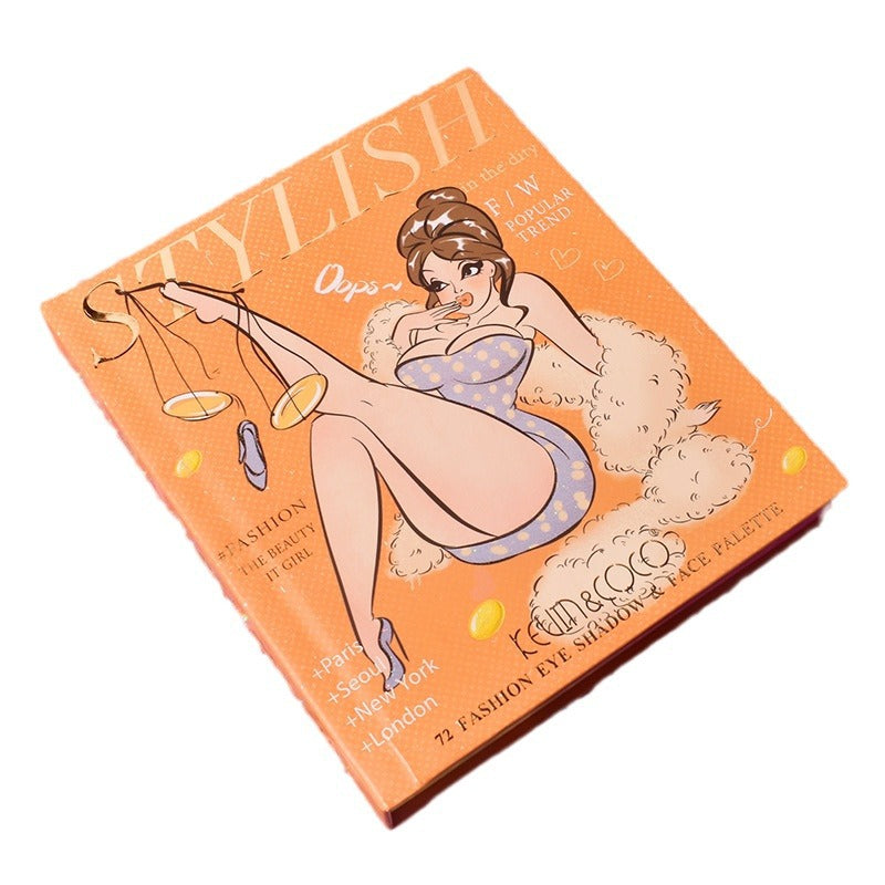 KEVIN & COCO72 color eyeshadow disc, bead matte three-layer folding model, earth color highlight-trimming multi-purpose disc