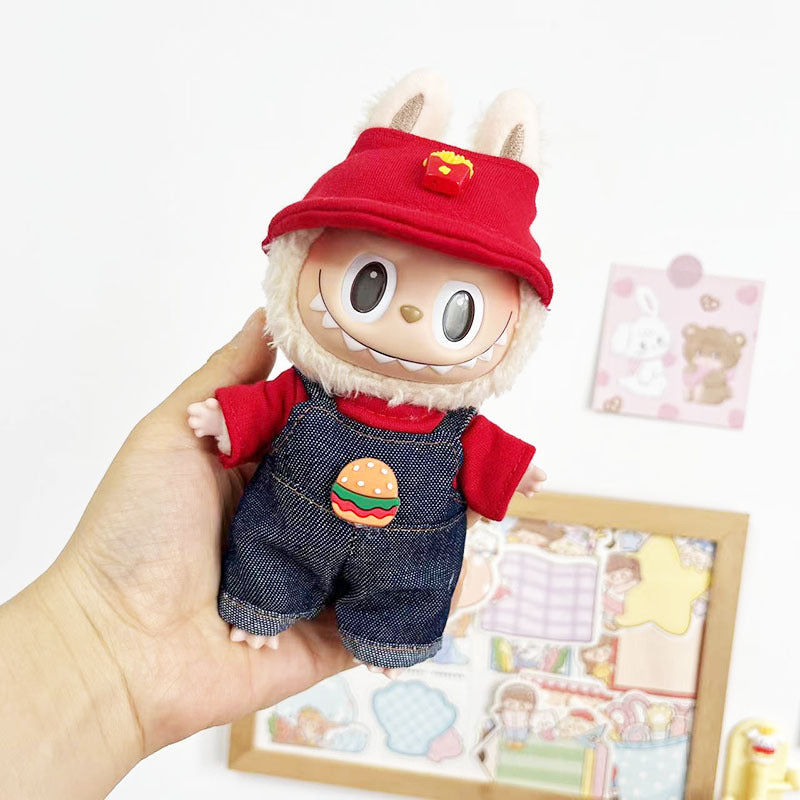 [Clothes only] 17cm pendant, rabub clothes, French fries, Hanfu strap set, labubu doll clothes, cute.