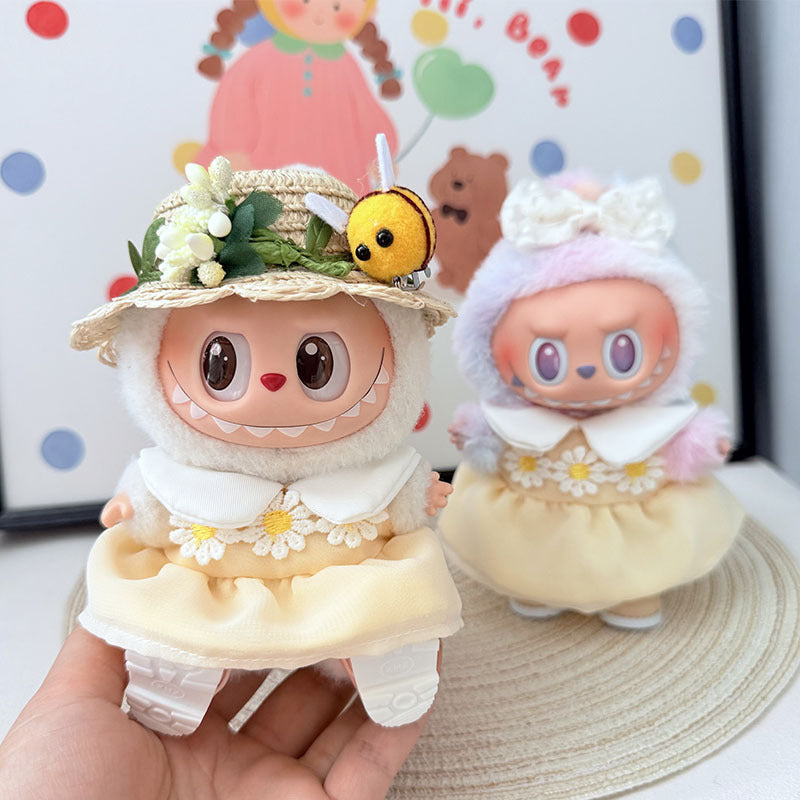 The first, second and third generation Labubu clothes pendant Labubu sitting baby clothes soft light daisy skirt suit women