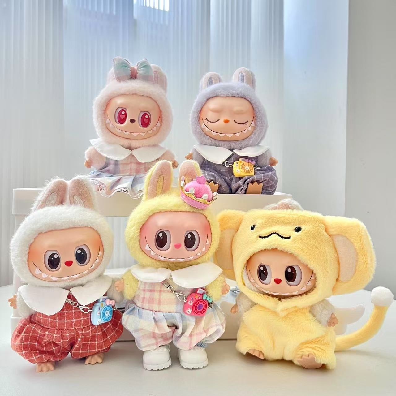 First and second generation Labubu clothes pendant Labubu sitting baby clothes summer skirt jumpsuit cute and cute
