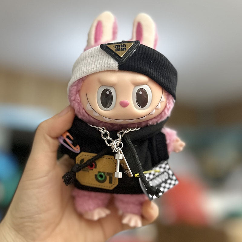 [Clothes only] 17cm pendant, Labubu clothes, keychain Labubu doll, replacement baby clothes, dinosaur onesie.