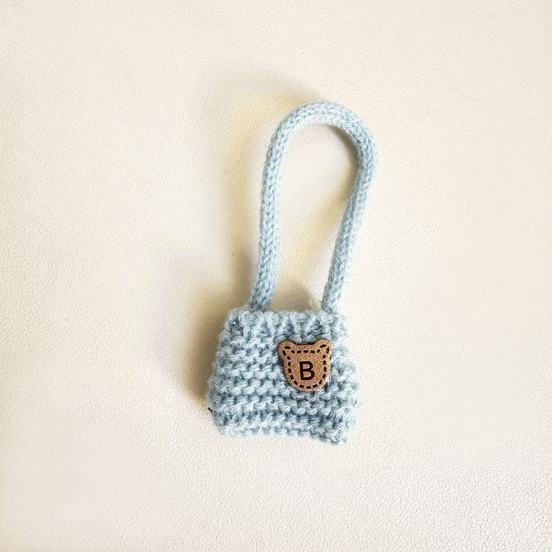 [Clothes only] One, two and three generations Labubu clothes pendant Labubu sitting baby clothes sky blue bear sweater set