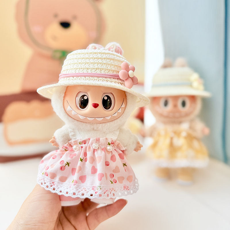 [Clothes only] First and second generation keychain Labubu clothes pendant Labubu baby clothes pastoral flower skirt cute