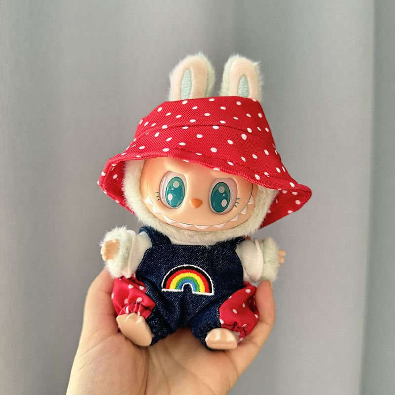 [Clothes only] First/second generation Labubu clothes pendant Labubu sitting party baby clothes rainbow overalls cute