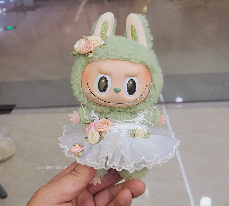 [Clothes only] 15cm Labubu Christmas clothes blind box Macaron Labubu pendant sweater hat set