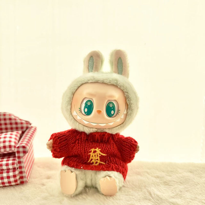 [Clothes only] First and second generation keychain Labubu clothes pendant Labubu sitting party New Year's wealth sweater