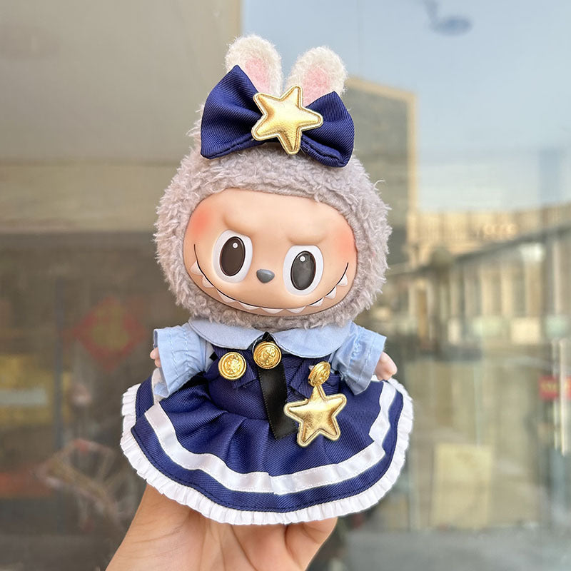 [Clothes only] 17cm pendant, rabub clothes, star rabbit police officer set, keychain, labubu doll clothes.
