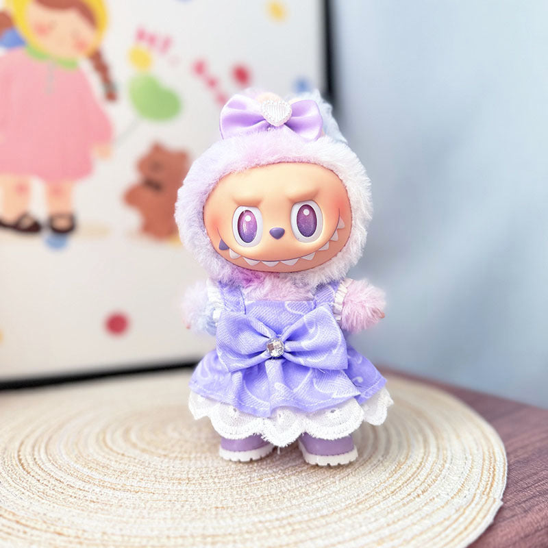 [Clothes only] One, two and three generations Labubu clothes pendant Labubu sitting baby clothes pink purple rhyme bow skirt