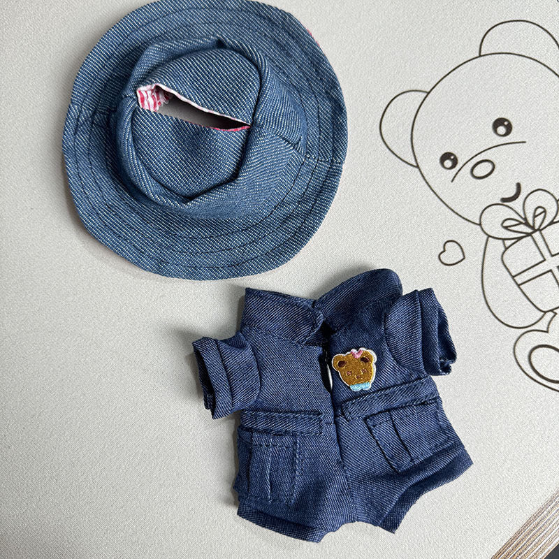 Clothes only] First-generation and second-generation blind box Labubu clothes keychain Labubu baby clothes denim tooling jumpsuit