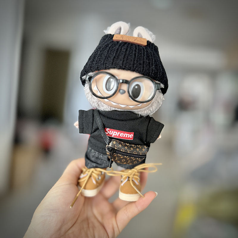 [Clothes only] First and second generation keychain Labubu clothes pendant Labubu super shirt + flanged bear hat cute