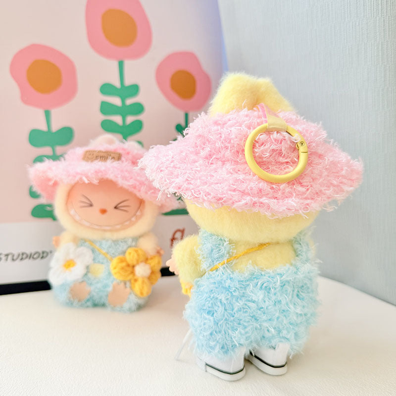 [Clothes only] First and second generation keychain Labubu clothes pendant Labubu baby clothes pink and blue flower language set cute.