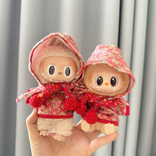 [Clothes only] First and second generation Labubu clothes pendant Labubu sitting party baby clothes village flower T three-piece set