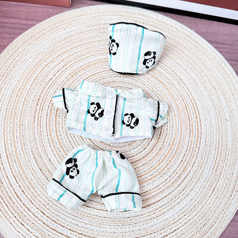 [Clothes only] One, two and three generations Labubu clothes pendant Labubu sitting baby clothes panda eye mask pajama set