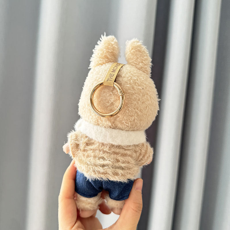 [Clothes only] First and second generation Labubu clothes pendant Labubu sitting party baby clothes denim cocoa three-piece set