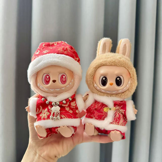 [Clothes only] First and second generation keychain Labubu clothes pendant Labubu sitting party New Year's Tang suit